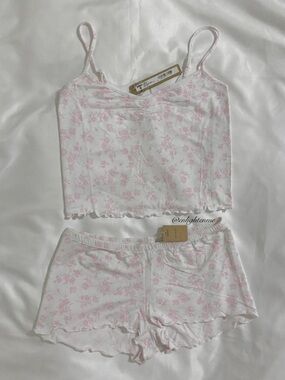 Skims Sleep Cami Set in Snow Delicate Floral Print